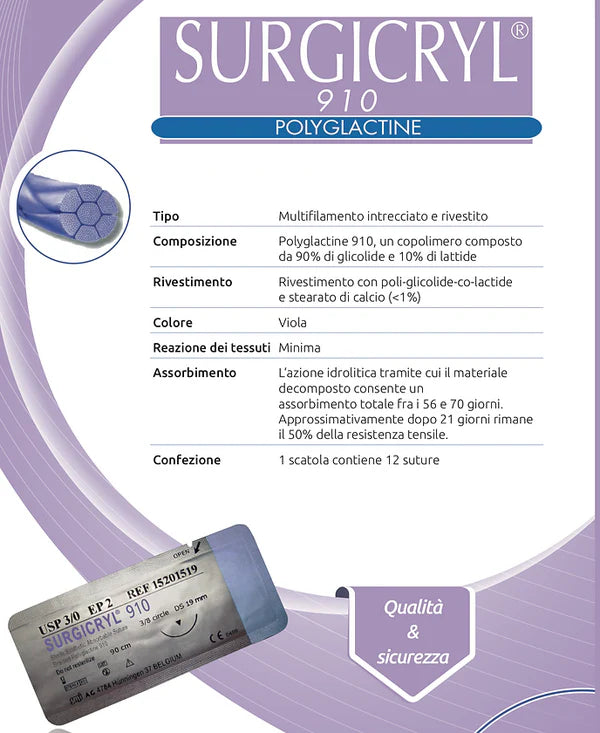 Suture chirurgiche riassorbibili Surgicryl 910